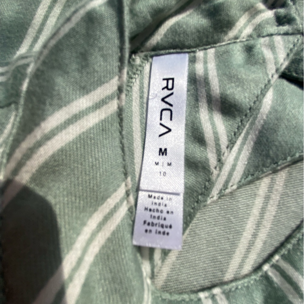 RVCA Brand Women’s Medium Sleeveless Green and White Striped Maxi Dress - Picture 5 of 6